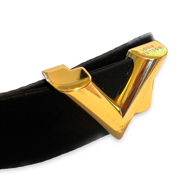 Louis Vuitton Black Fabric Belt from Coat - V-Buckle Gold Hardware - Picture 2 of 6